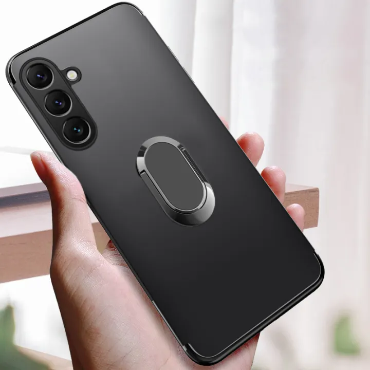 For Galaxy S24 FE Case Soft Silicone Matte Full Protector Shockproof Car Adsorb Holder Ring For Samsung Galaxy S24 Ultra S24 FE Back cover Phone Cases