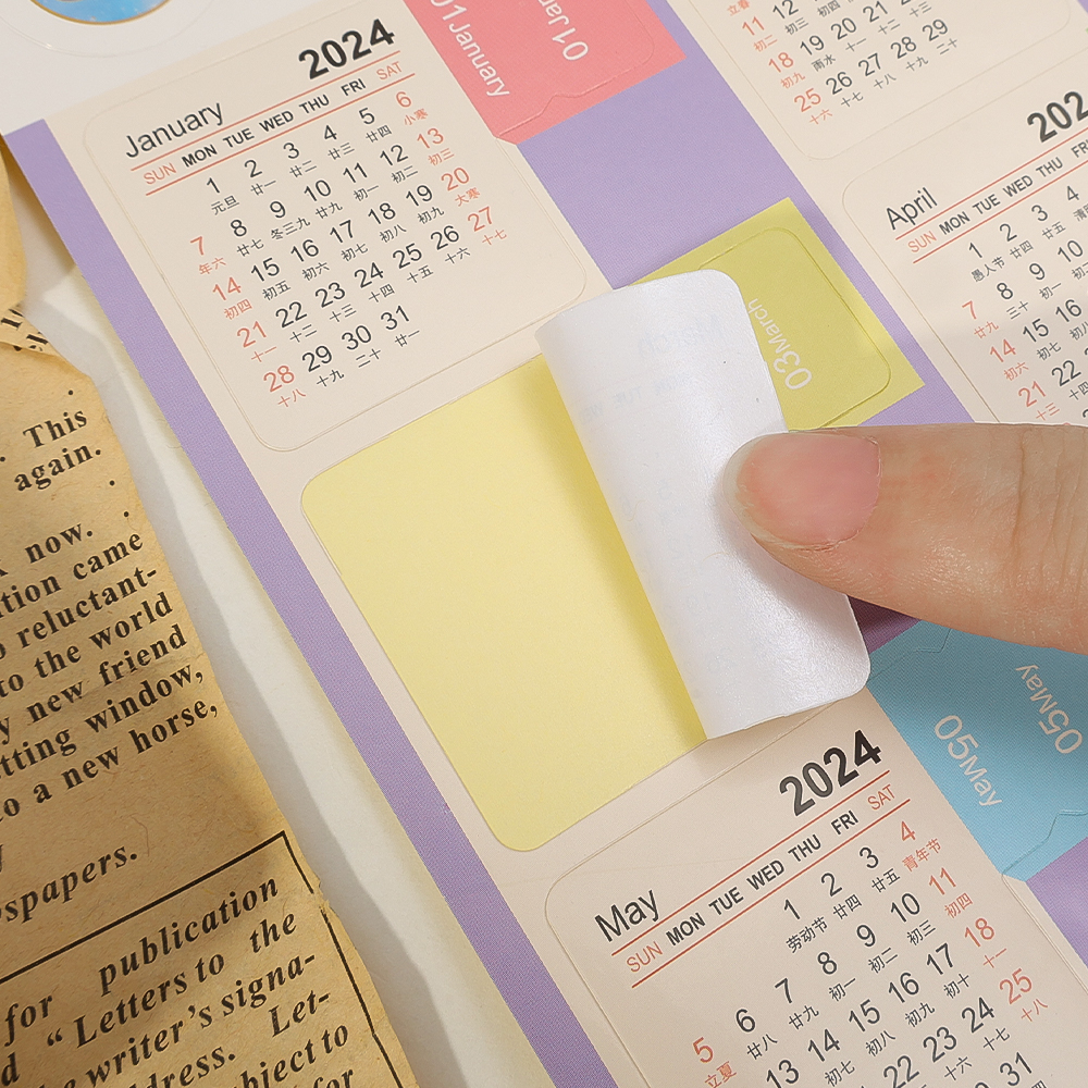 2024 Calendar Sticker Set Notepad Cute Decals Index Stickers Label Stickers