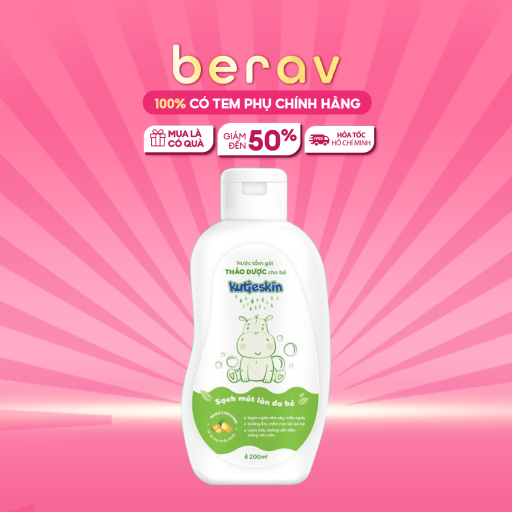 Nước tắm gội thảo dược cho bé KUTIESKIN 200ML