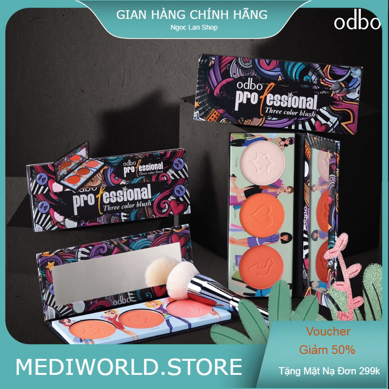 Phấn Má Hồng Odbo 3 ô OD1-103 No.02