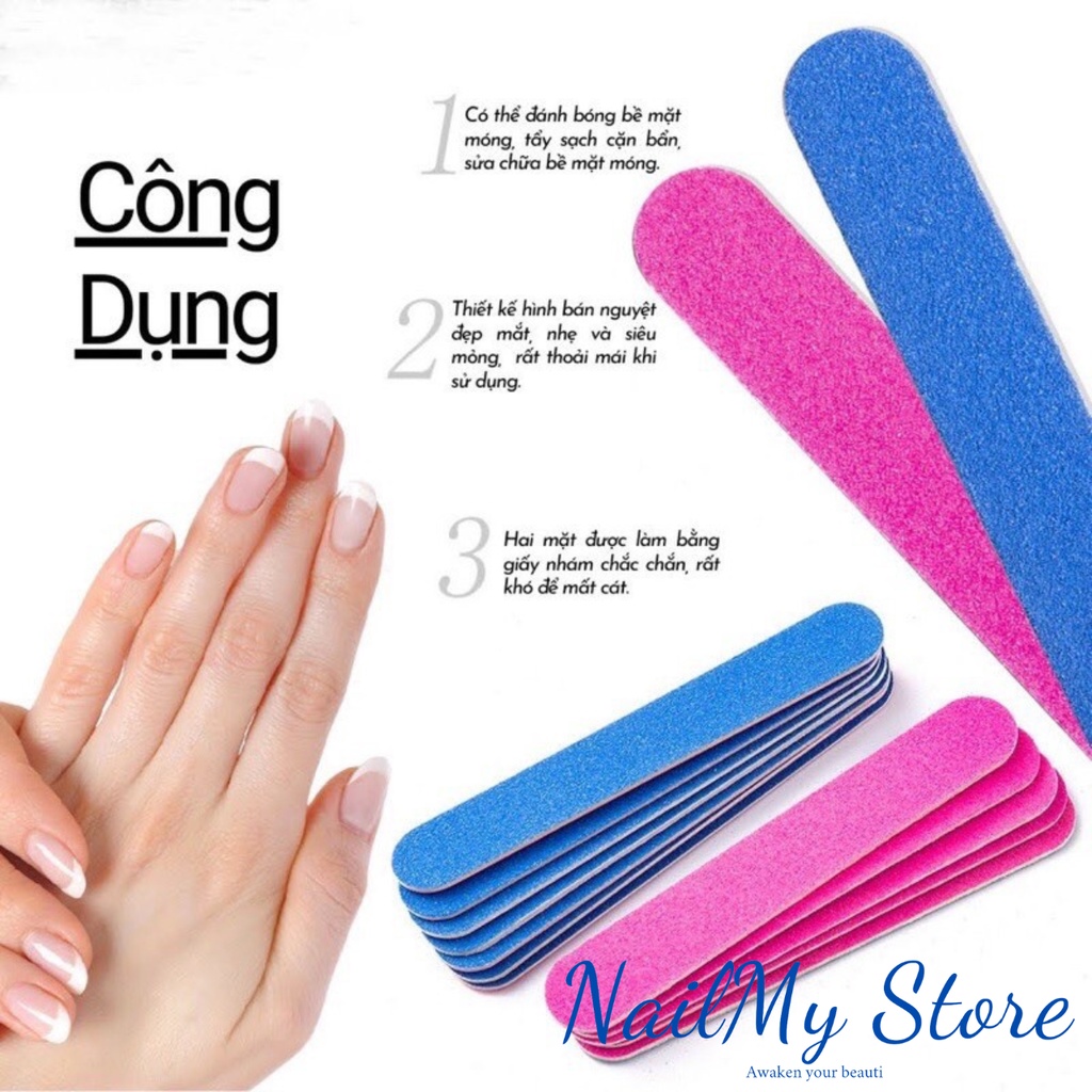 Dũa móng tay mini lốc 100 chiếc 2 mặt nhám, dũa nail box