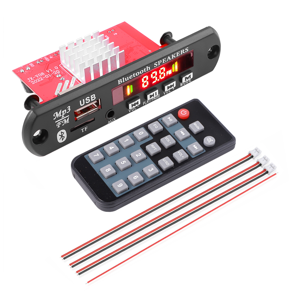 Bo Mạch Giải Mã WAV MP3 WMA 8-24V Tích Hợp Bộ Khuếch Đại Bluetooth 5.0 2X60W Mô-đun Âm Thanh Nhạc Không Dây Cho Xe Hơi USB TF Đài FM