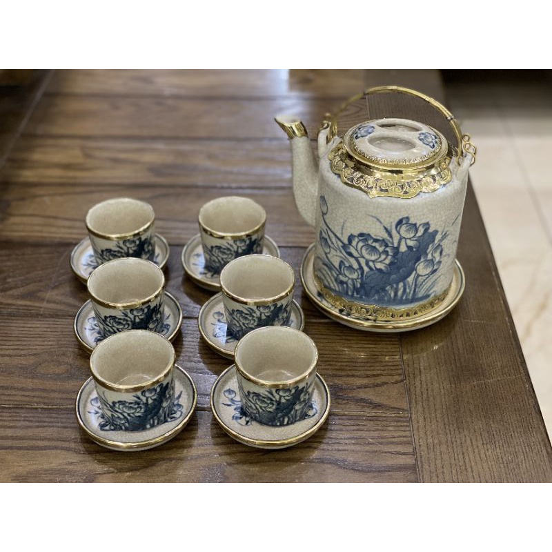 Bộ ấm tích sứ Bát tràng pha trà xanh, lá vối ♥️ Sứ tráng men kháng khuẩn cao cấp - 20 mẫu lựa chọn♥️Gốm sứ Bát tràng