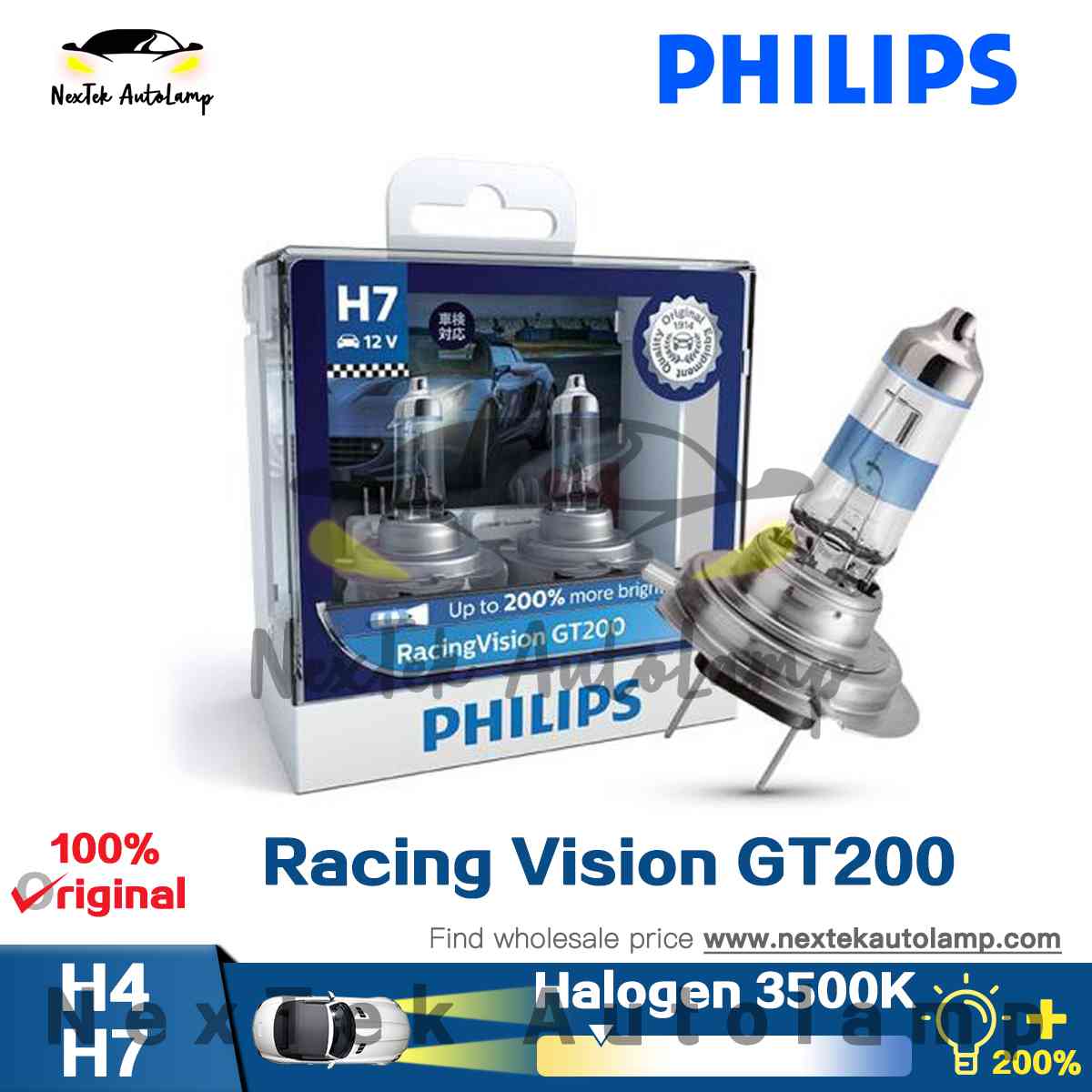 philips racing vision gt200 h4 h7 3500k car headlight bulb light halogen 200 yellow lazada singapore
