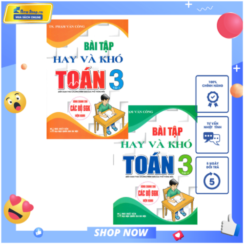 Sách tham khảo - combo bài tập hay và khó toán lớp 3 - newshop