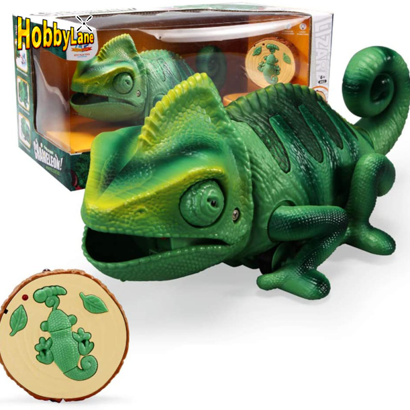 Remote Control Chameleon Toy Realistic Animals Shape Infrared Remote Control Simulated Electric Toys Halloween Party Prank Children Gifts