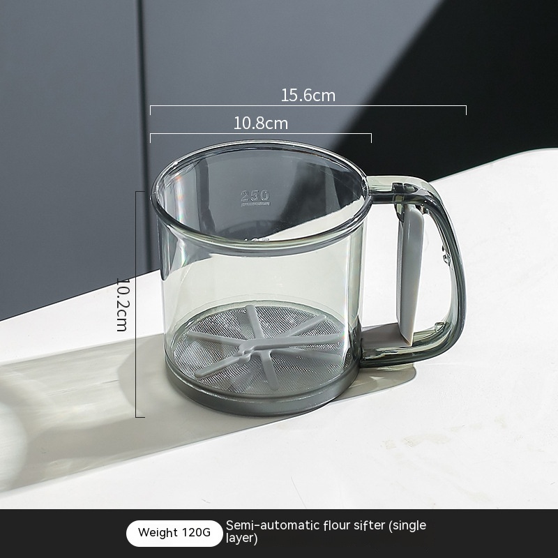 1Pcs Flour Sifter Semi-automatic Handheld Plastic Powder Sifter Kitchen Gadget Handheld Flour Filter Professional Flour Sifters