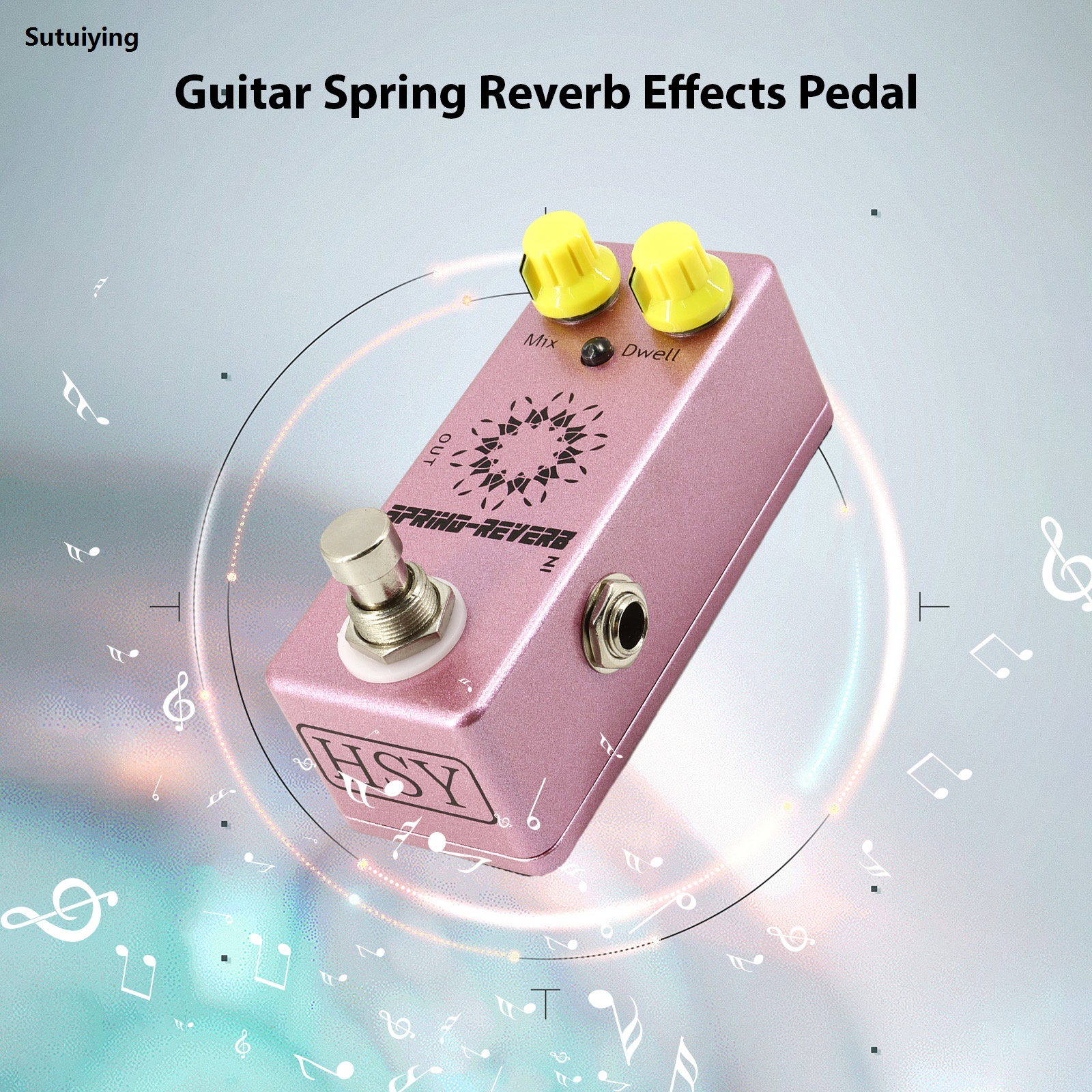Sutuiying Guitar Spring Rever Pedal Electric Guitar Effects Pedal True 【2025 Version】 Bypass DC 9V 6.35mm Input/Output Interface MIX/DWELL 2 Knobs. 