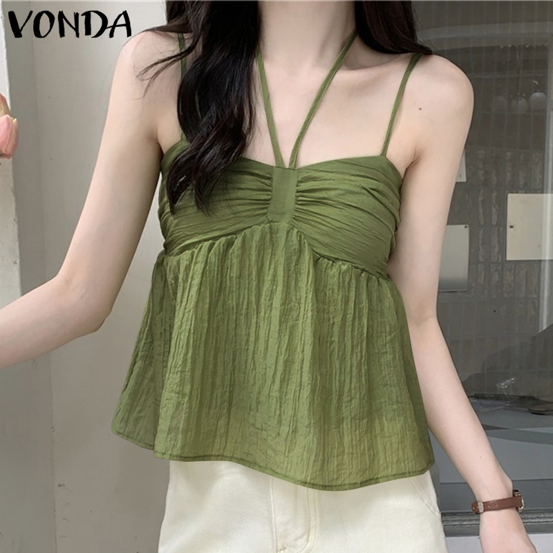 VONDA%20Women%20Korean%20Casual%20Flower%20Slant%20Shoulder%20Lantern%20Sleeve%20Tank%20(Korean%20Floral)%20-%20Image%202