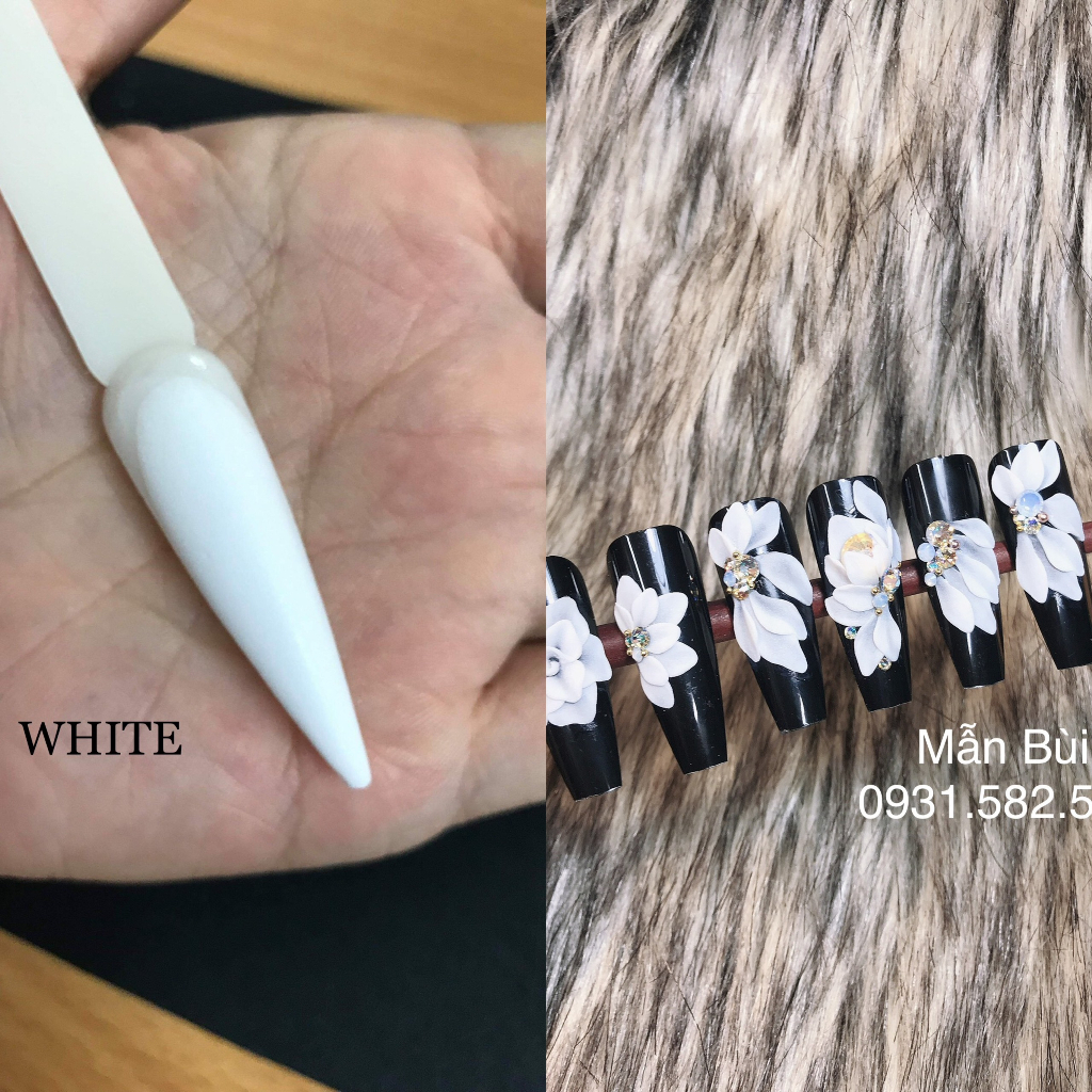 Bột đắp móng white siêu dẻo hũ 30g.100g, bột trắng làm hoa