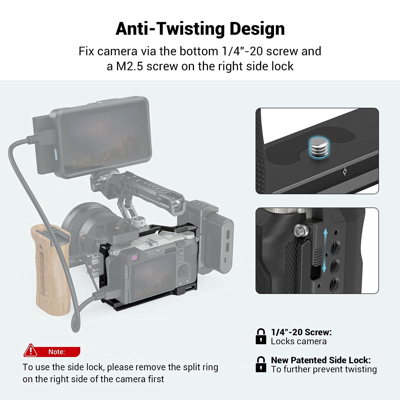 SmallRig A7C Cage with Side Silicone Handle Arca Swiss Base Plate for Sony A7C 3212