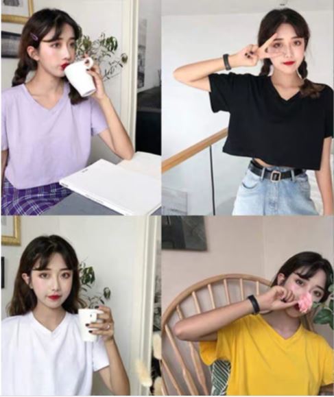 Áo croptop trơn cổ tim