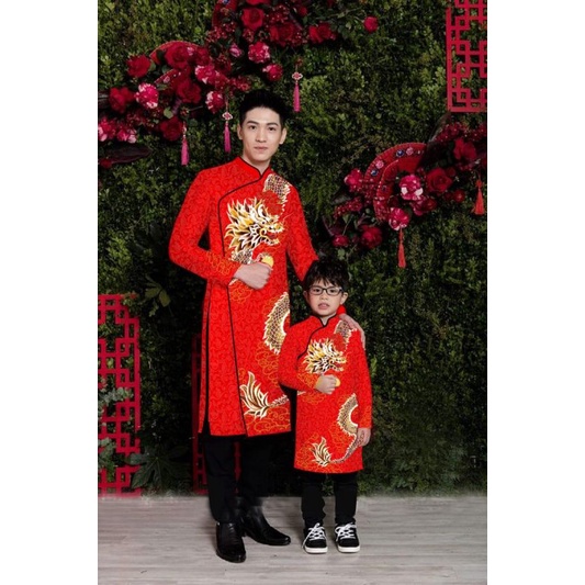 áo dài bé và nam lớn. set áo dài bố con
