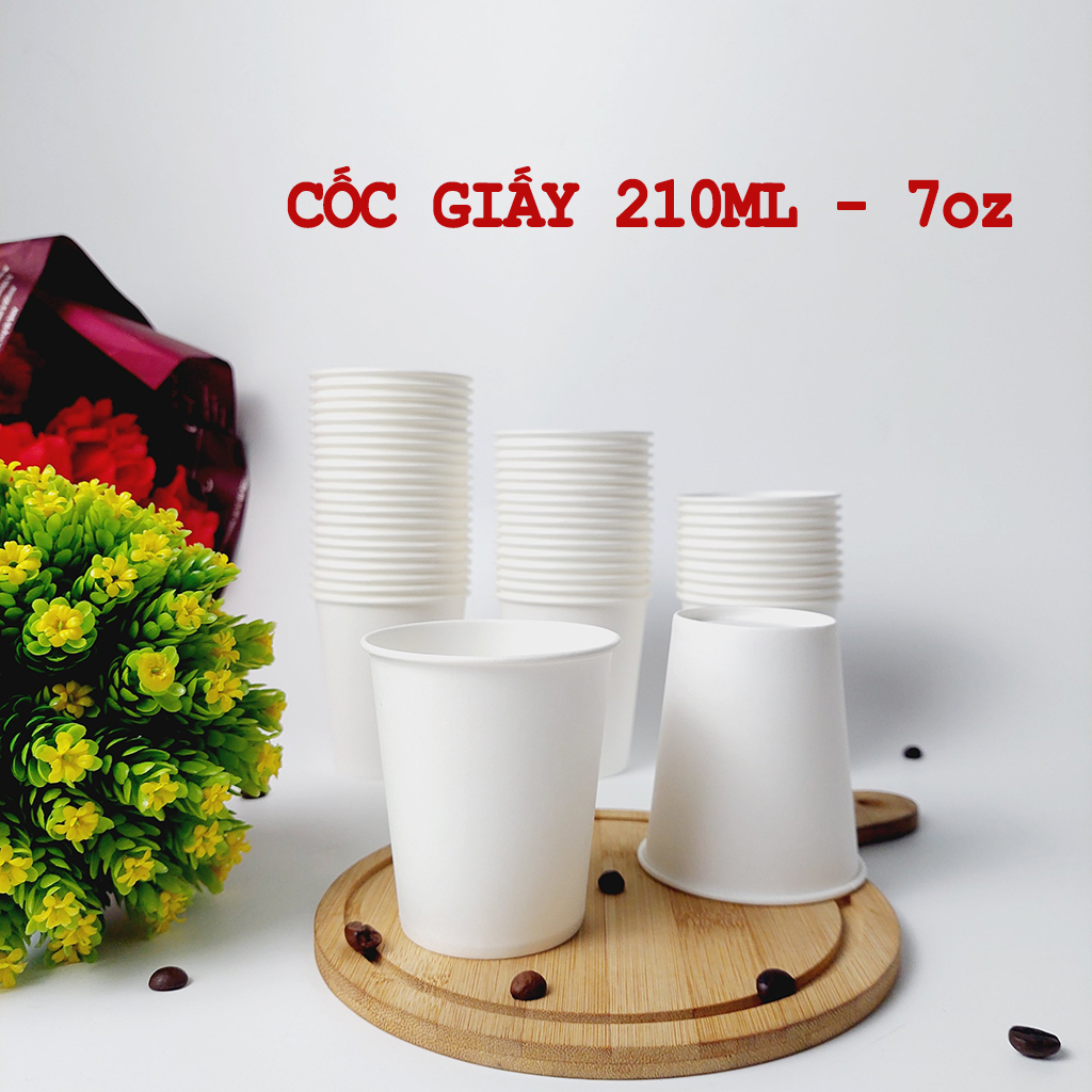 Set 50 chiếc cốc giấy 210ml size 7oz hàng cao cấp hàn quốc