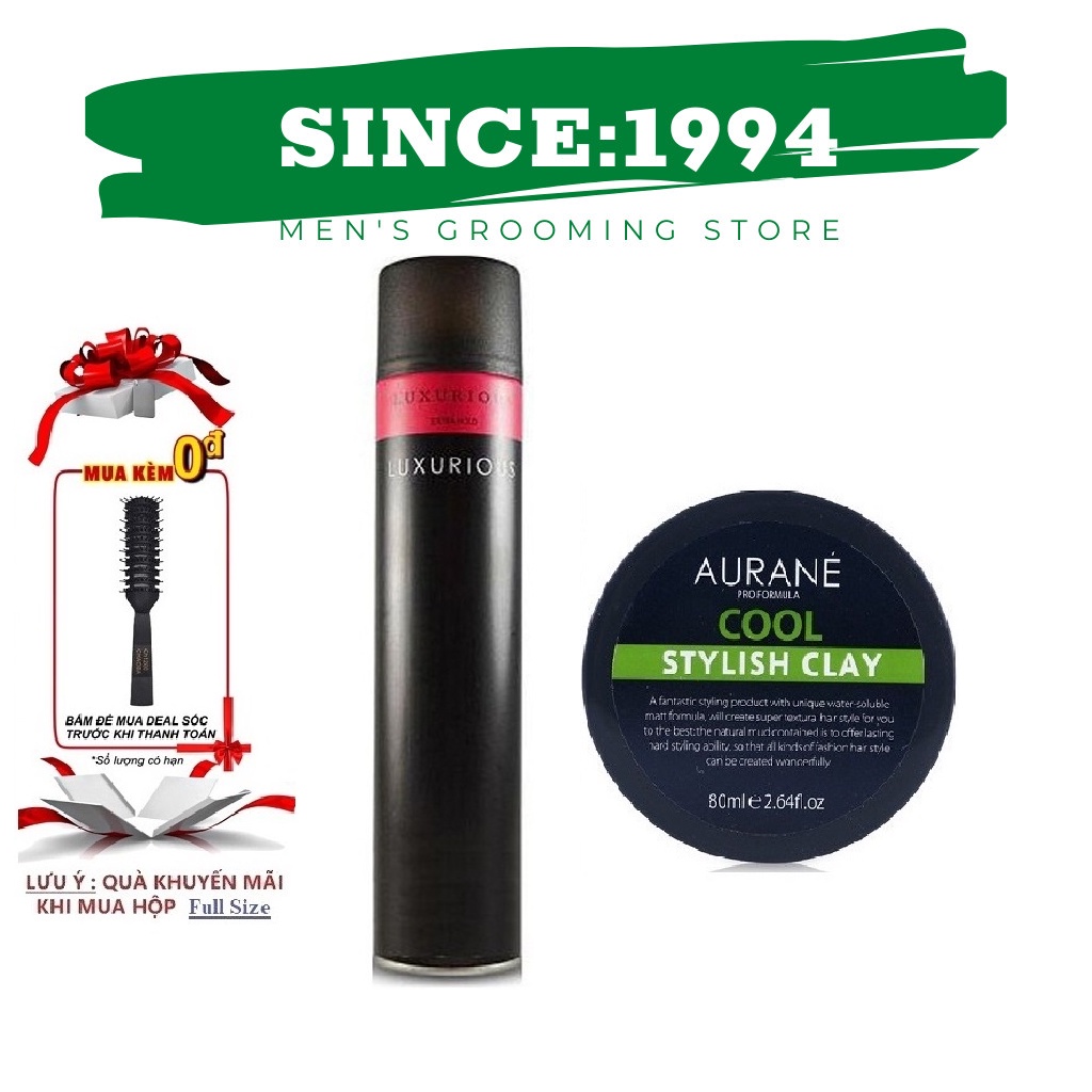 [COMBO] [CHÍNH HÃNG] Sáp Vuốt Tóc AURANÉ 80g - Nhập Pháp + Gôm Luxurious 400ml + Tặng Lược