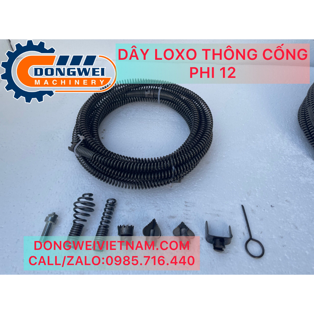 Dây loxo thông tắc cống phi 12mm dùng máy khoan