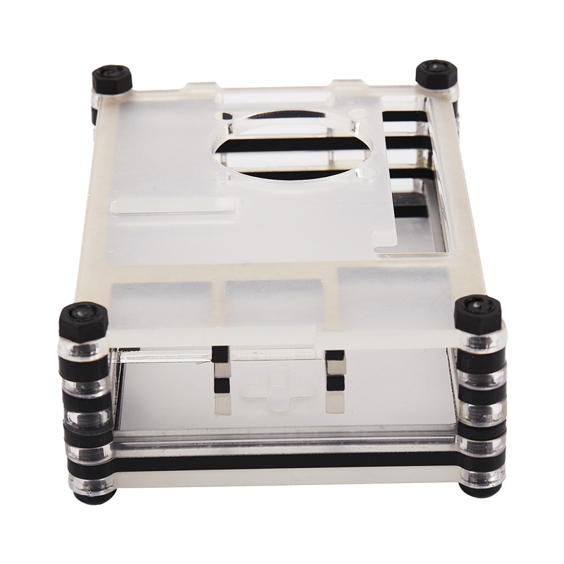 Acrylic Transparent / Clear & Black Case Cover for Raspberry Pi 4 Model B, with Cooling Fan for Raspberry Pi 4B