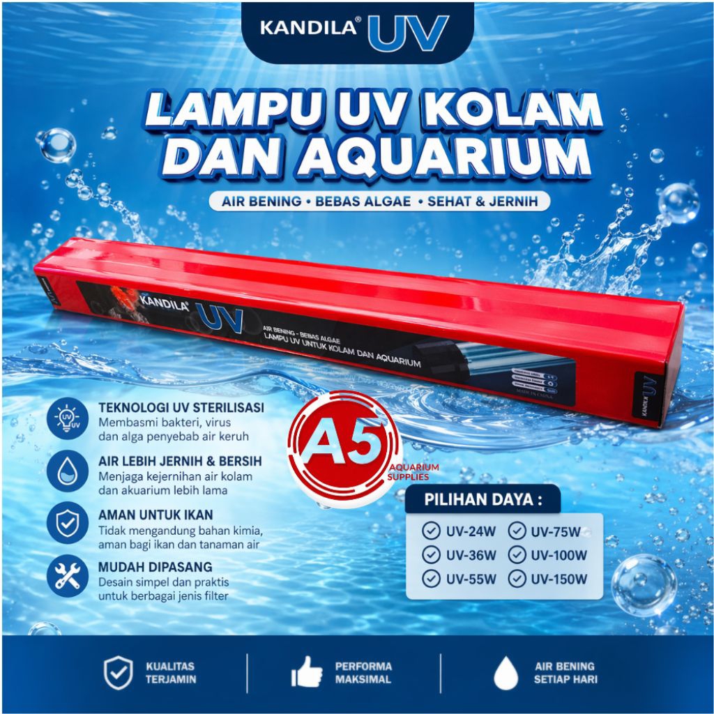 Lampu UV Sterilisasi KANDILA UV 24W 36W 55W 75W 100W 150W Led UV Aquarium Anti Lumut Bakteri