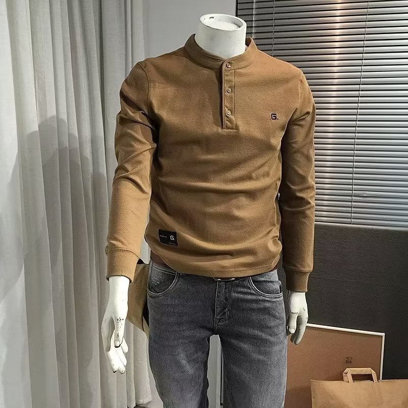 Hanlu Korean-style pullover sweatshirt solid color long sleeve T-shirt men's fashionable casual sweatshirts