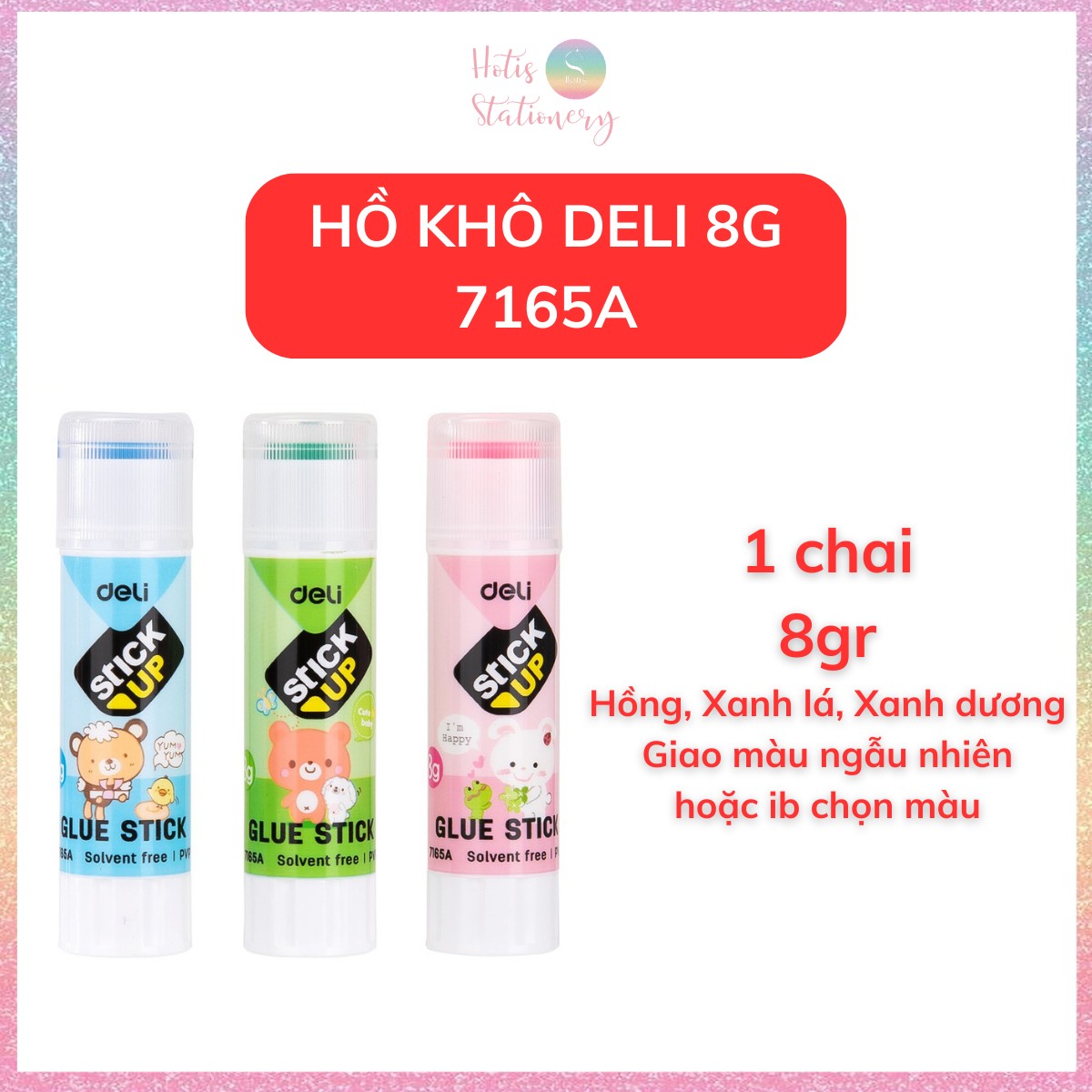 Hotis hồ khô 8g 15g 36g deli glue stick 3 màu
