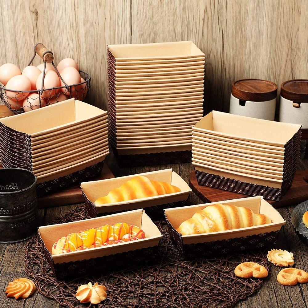 FALLFORBEAUTY Paper Loaf Pans 25Pcs Bakery Rectangle Kraft Cake Liner