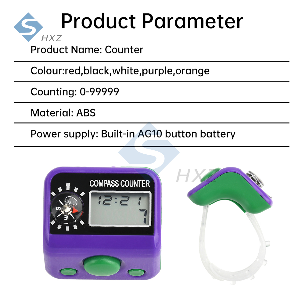 5-Digit Finger Counter Clock Ring Portable Electronic Button Counter ...