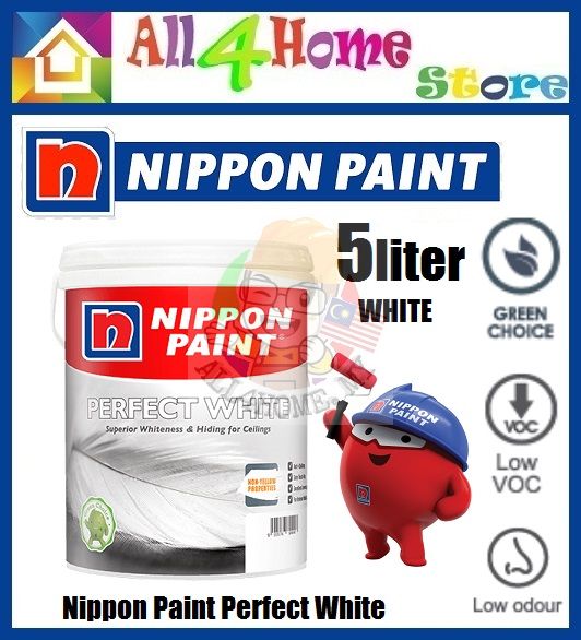 5L Nippon Paint Perfect White ( For Interior Wall & Ceiling) 5L Perfect