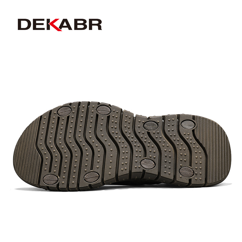 DEKABR New Fashion Men Sandals Mesh Genuine Hide Patchwork Hollow-Out Breathable Summer Shoes. 