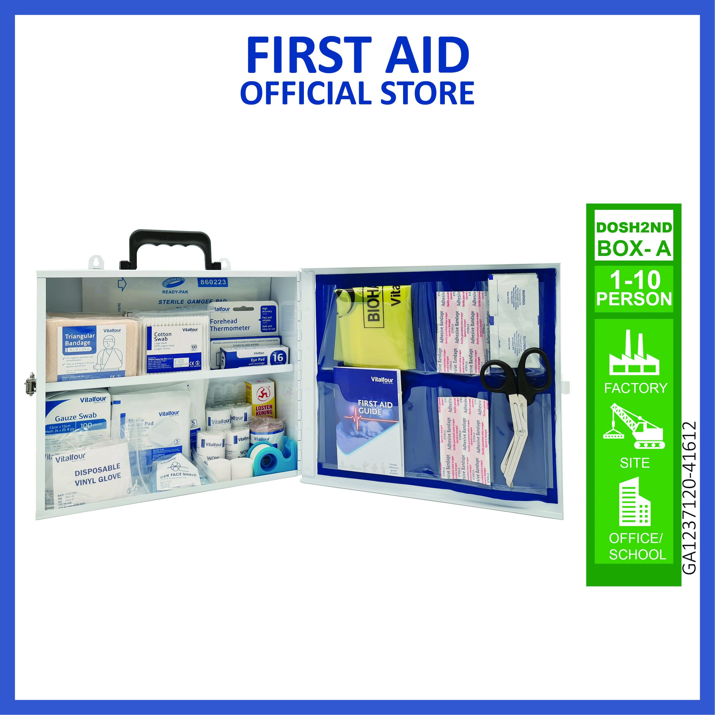 VitalFour DOSH Second Edition Workplace First Aid Kit Box A (1-10pax ...