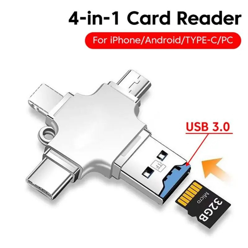 4 in 1 usb 3.0 to lighting type c micro tf card reader micro to micro sd card adapter otg usb a to usb c connector for iphone realme xiaomi