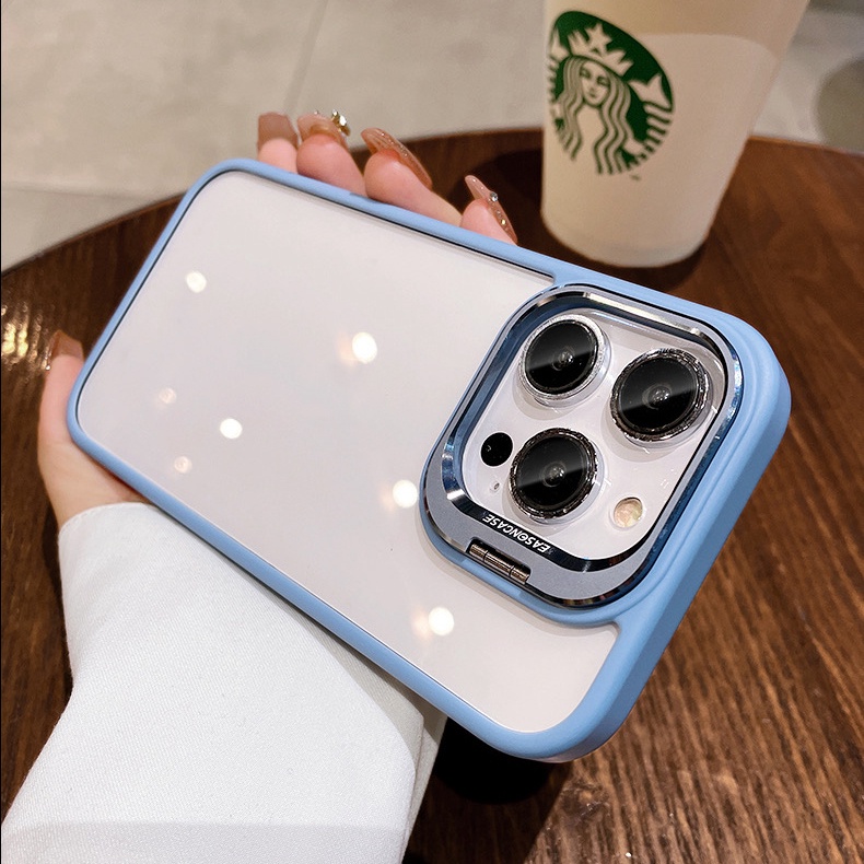 [Free lens film/ bracket/ high-definition transparent/ hard case/ dark purple] for iphone 15 14 13 12 11 pro max case