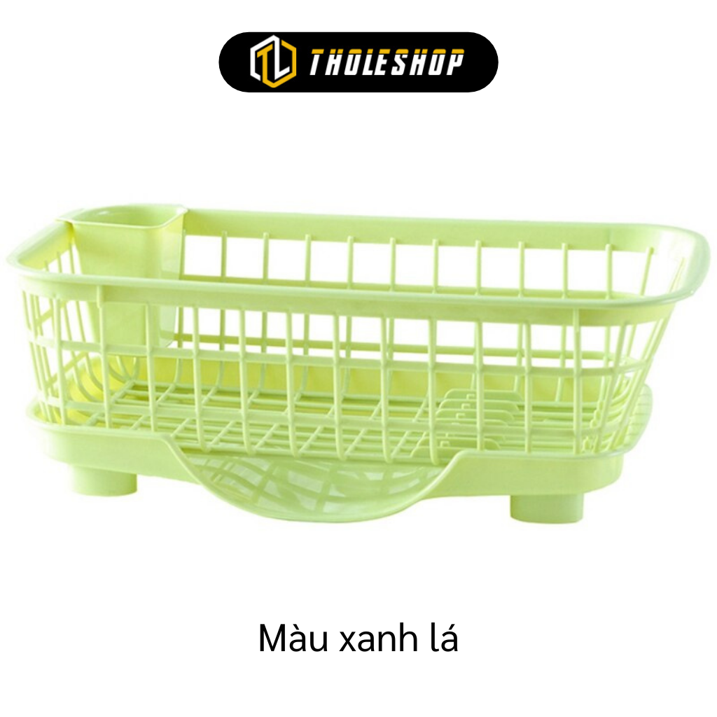 Rổ úp chén dĩa có khay hứng nước - Giá phơi chén bát có ngăn đựng đũa muỗng tiện lợi - Giỏ đựng chén dĩa thoát nước