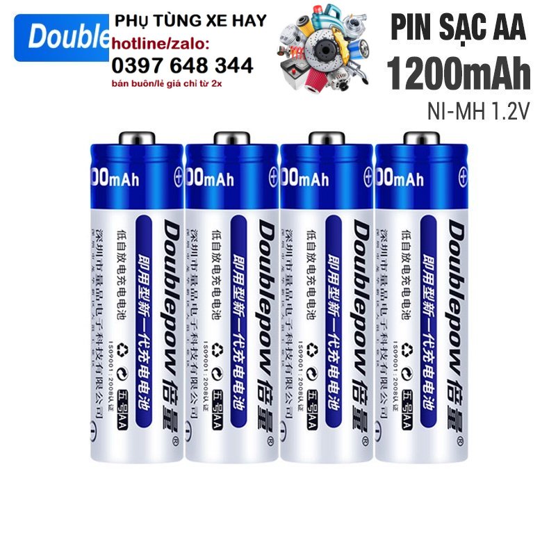 Bộ 04 Pin Sạc AA 1200mAh Doublepow (Hàng Chính Hãng)