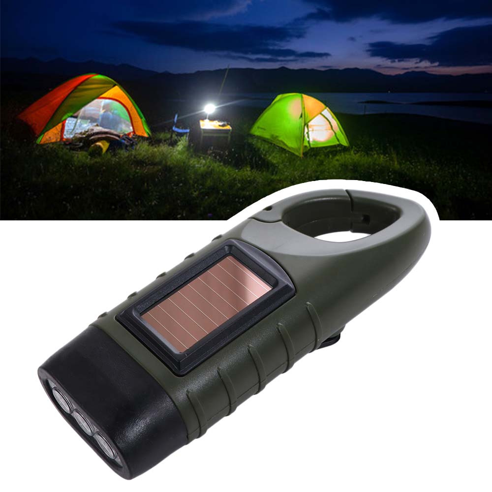 CHENJIE Hand Crank & Solar Flashlight - Rechargeable LED Torch For Camping, Fishing & Emergency (Compact Portable)_voghion.com