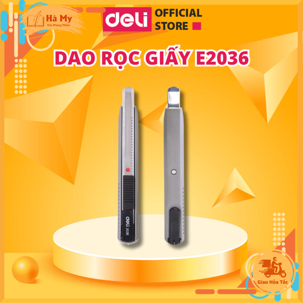 Dao Rọc Giấy Deli E2036 Tiện Dụng Lưỡi SK5 Sắc Bén Vỏ Bọc Kim Loại Chắc Chắn