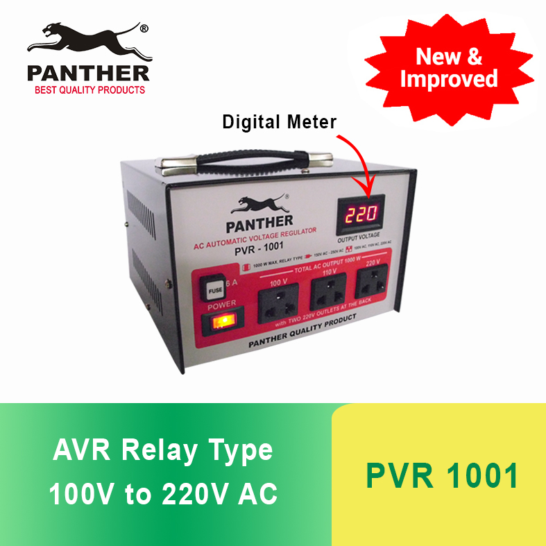 Panther PVR 1001 AVR Relay Type 1000 Watts with 100V, 110V and 220V AC