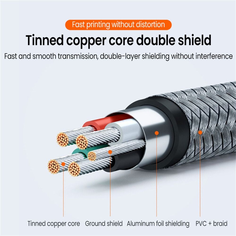 JUNRU3703 Controlle Cable 0.5m/1m/1.5m/2m/3m Data Transfer Data Cables Printer Cable 480Mbps USB B Type C Braided Cable USB C to USB B Cable 480Mbps Printer Cable Type-C Male