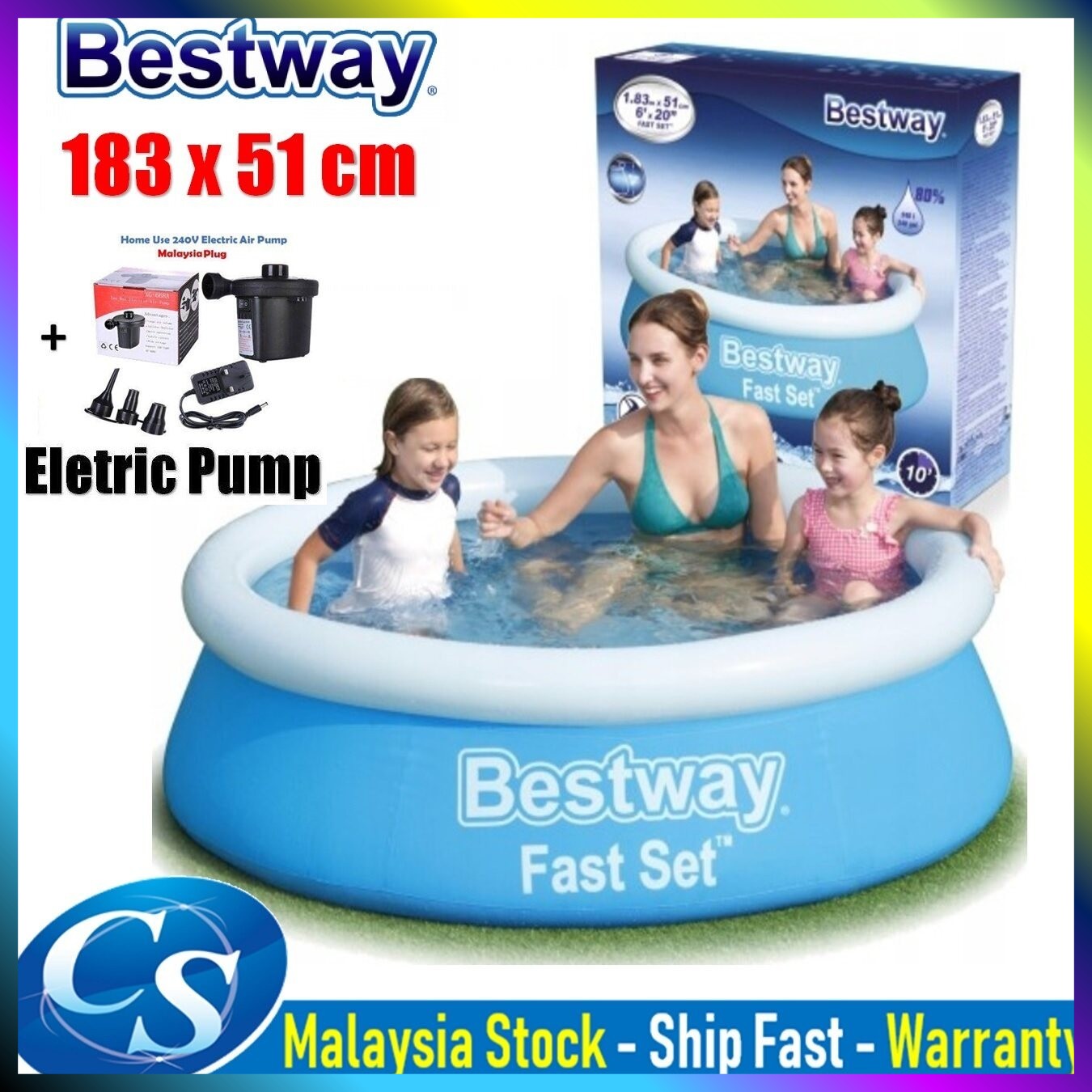 CS Mall Ori BESTWAY INTEX Large Size Inflatable Swimming Pool