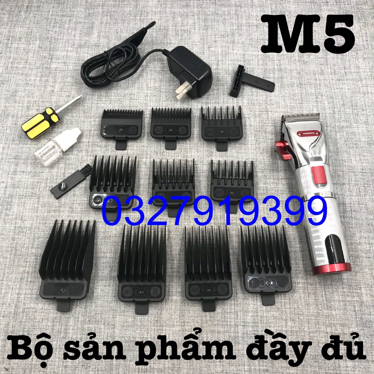 Madeshow Tông đơ cắt tóc M5F cao cấp - Máy cắt tóc chuyên nghiệp với lưỡi titanium sắc bén & pin 3200mAh