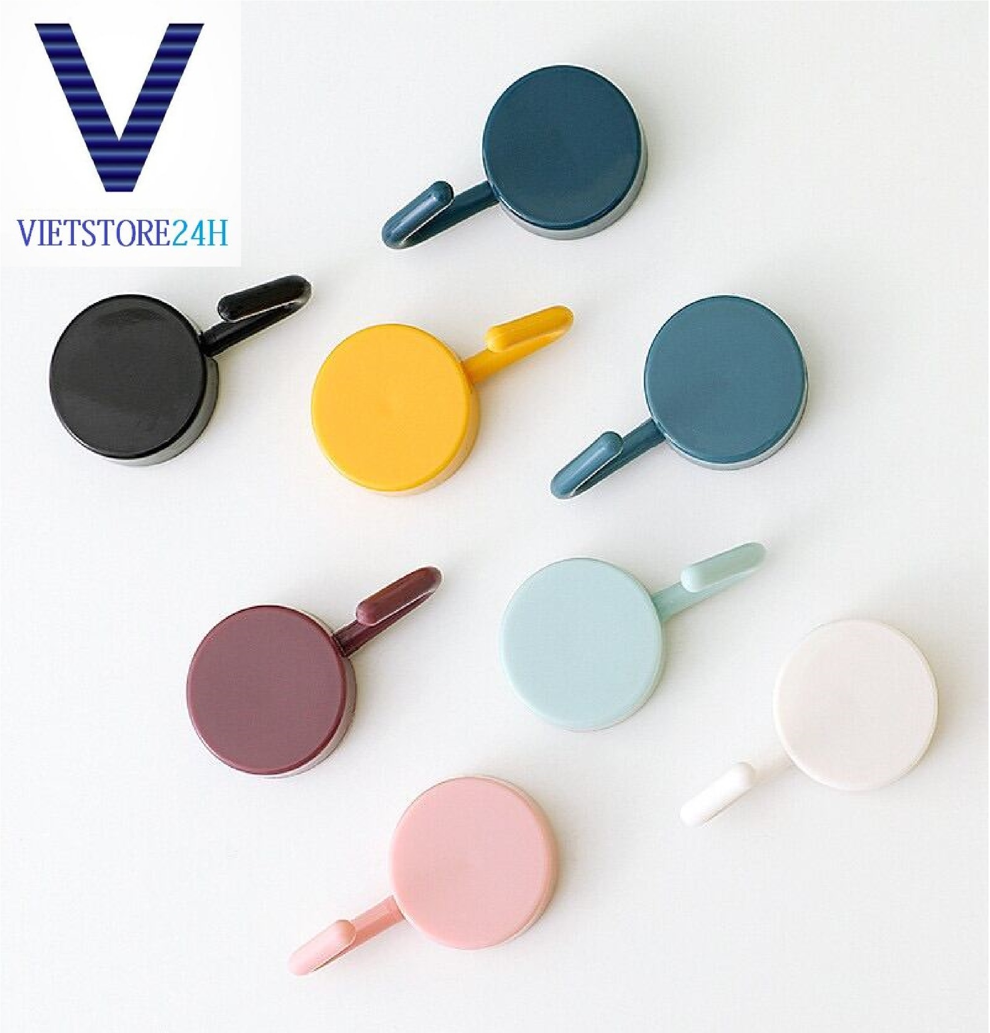 Set 5 móc tròn dán tường treo đồ đa năng