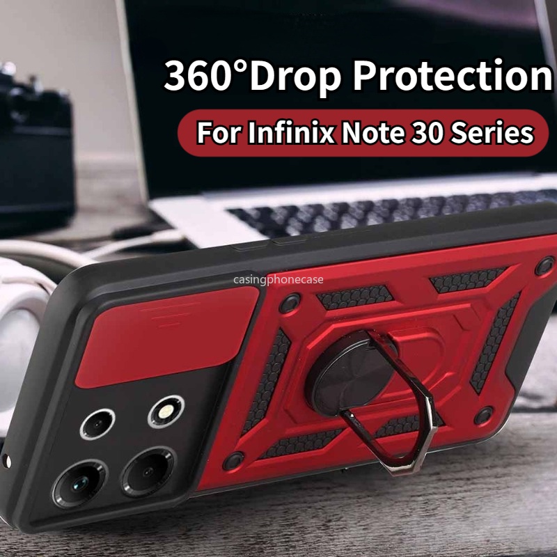 Armor Phone Case For Infinix Note 40 30 Pro Plus ProPlus Pro+ VIP 40Pro+ 30VIP 30Pro Note30 Note40 4G 5G 2023 2024 Casing Shockproof Ring Stand Holder Full Protect Soft Edge Anti Fall Back Cover