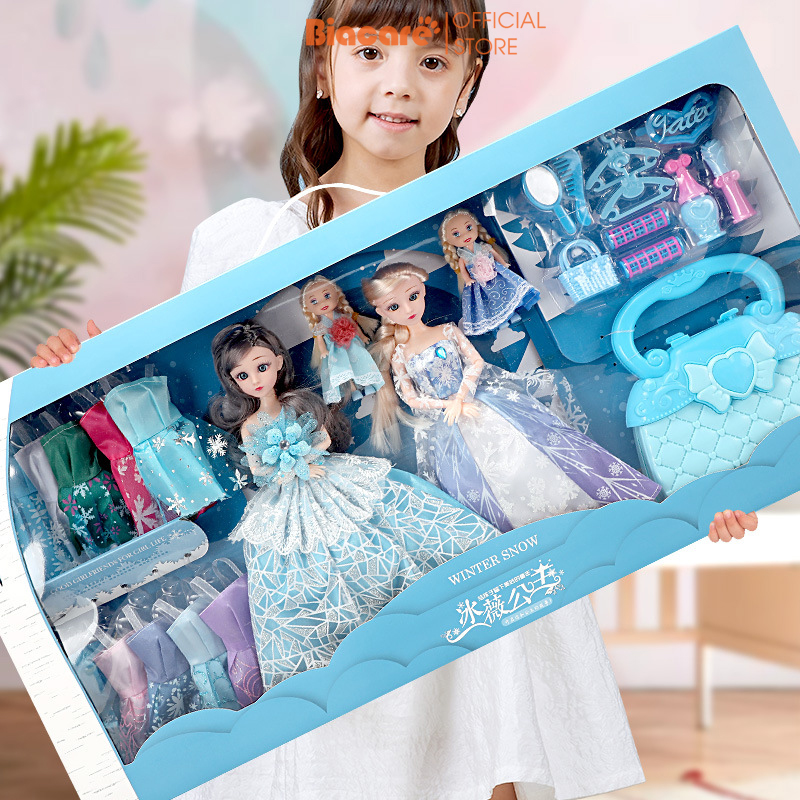 Đồ chơi bé gái, búp bê barbie chính hãng công chúa băng Elsa full hộp quà