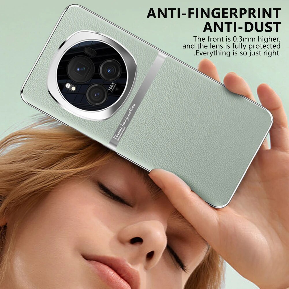 Da nguyên bản trường hợp đối với Honor ma thuật 6 Pro vỏ lưng chống sốc mạ Bumper cho Huawei magic6 Pro Ốp điện thoại di động PC cứng