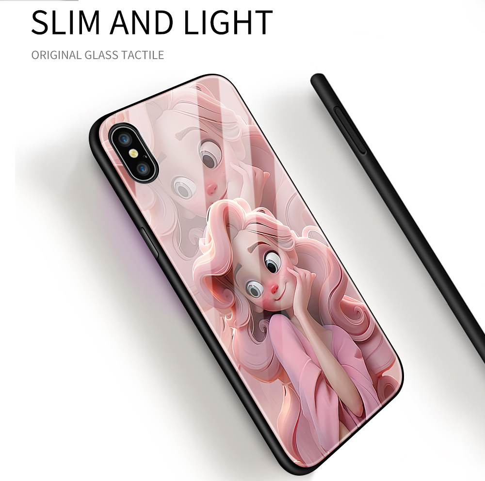 Hpcase For Huawei Nova 2 Nova 2i Nova 2 Lite Nova 2S Cartoon Smiling Princess Phone Case Smooth Tempered Glass Soft Case Shockproof Protective Case