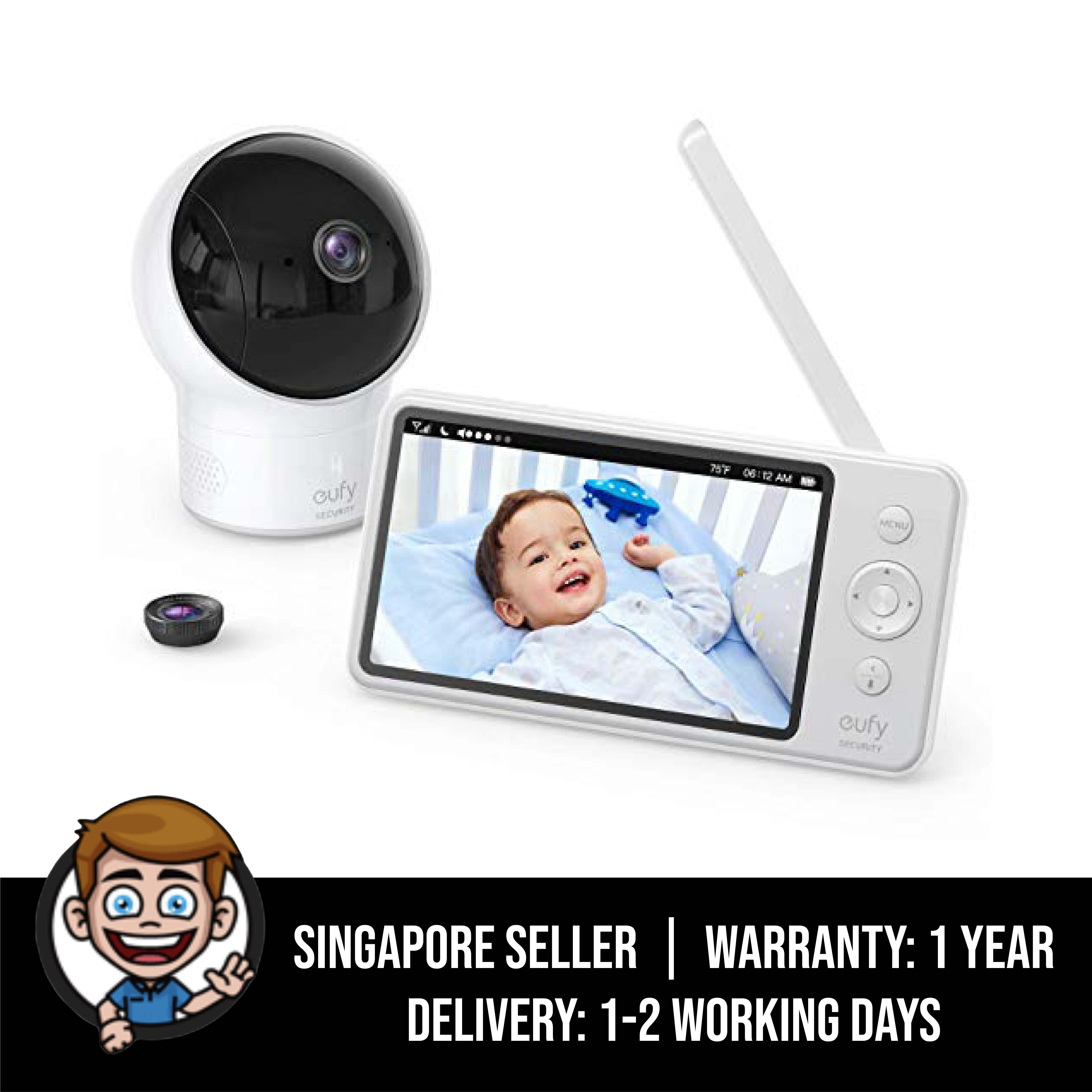 Ideal for New Moms 5 LCD Display Day-Long Battery Baby Monitor eufy Security SpaceView Video Baby Monitor 720p HD Resolution 110/° Wide-Angle Lens Included Night Vision