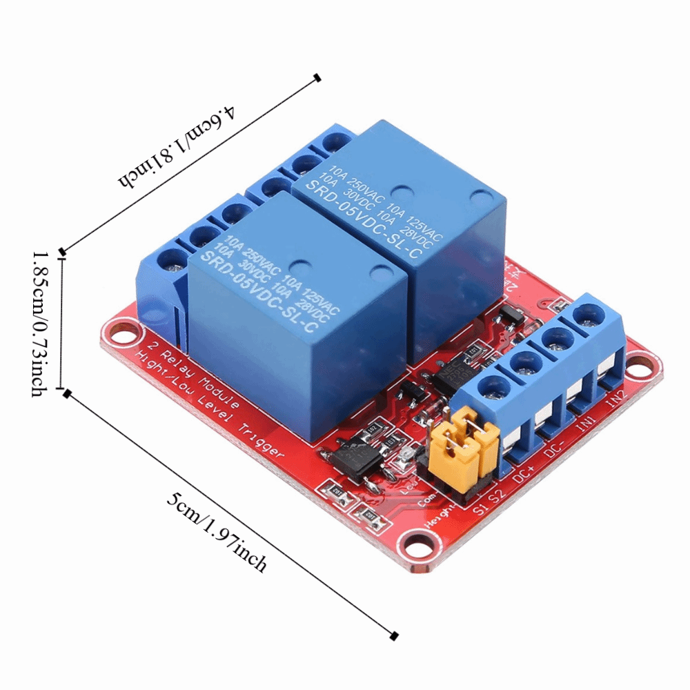 Durable 2 Channel 2 Channel Relay Module 5V/12V/24V High and Low Level Trigger High and Low Level Trigger Relay Module Arduino Projects. 