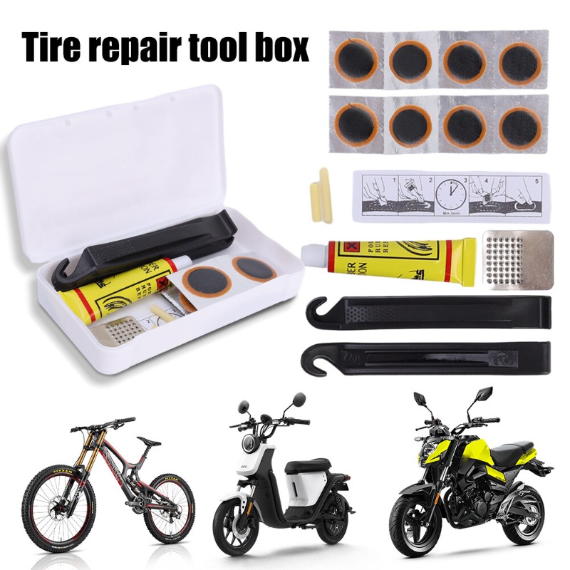 Bike Bicycle Cycling Tire Repair Kit Tool Set Inner Tube Patching Tyre Filler Glue Free Cold