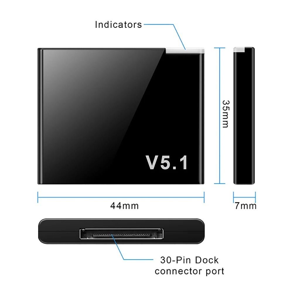 Oftbt Bluetooth 5.1 5.1 thiết bị thu nhận âm thanh Mini 30 Pin Dock 30pin Bluetooth 5.1 bộ thu tín hiệu Nâng Cấp Phiên Bản A2dp V1.2 Bộ chuyển đổi không dây Bluetooth A2dp