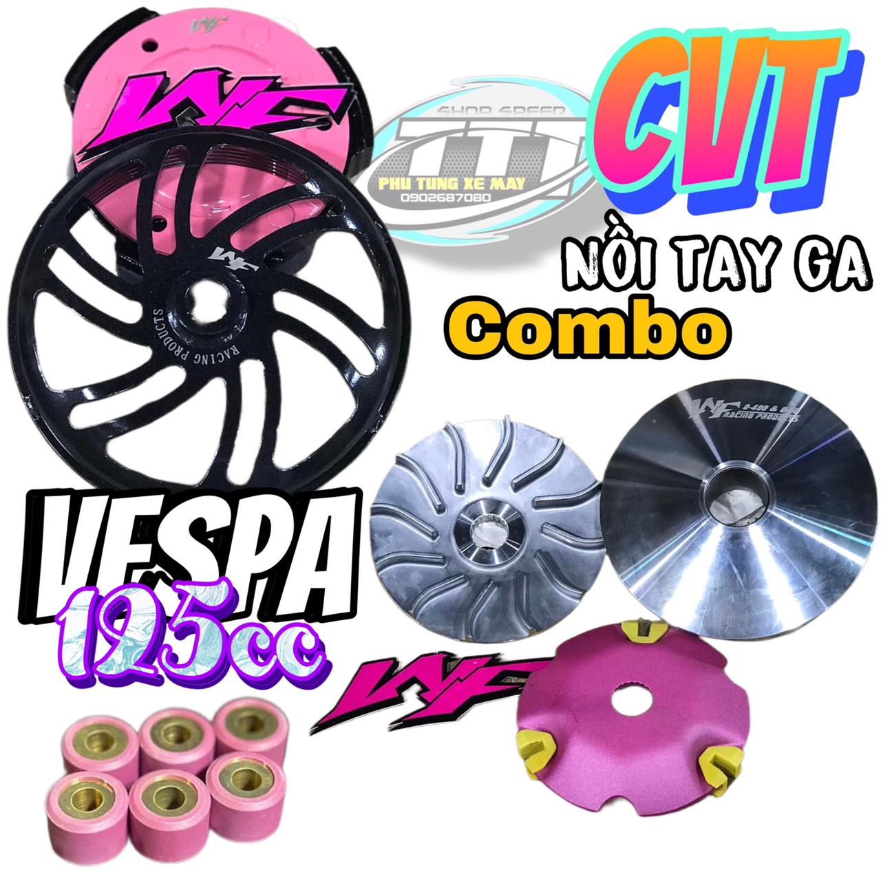 Combo nồi xe tay ga wf - vespa 125 vario shvn nvx 155 cvt hyper clutch
