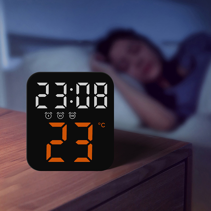 YONUO Electronic clock Creative temperature clock simple LED three sets of alarm clock porch wall clock multi-scene practical clock